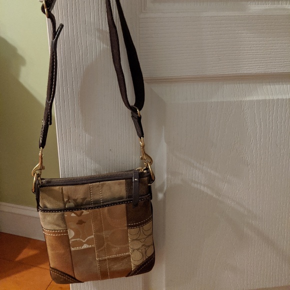 Coach Patchwork Crossbody Bag - Brown/Bronze/Gold - Picture 1 of 3